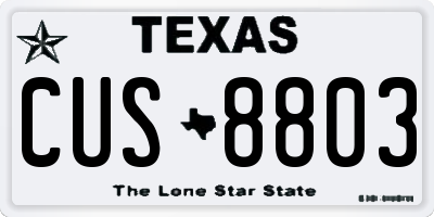 TX license plate CUS8803