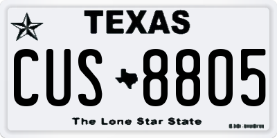 TX license plate CUS8805