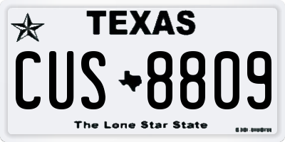 TX license plate CUS8809