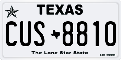 TX license plate CUS8810