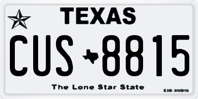 TX license plate CUS8815