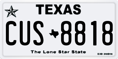TX license plate CUS8818