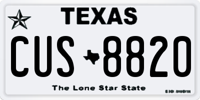 TX license plate CUS8820