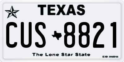 TX license plate CUS8821
