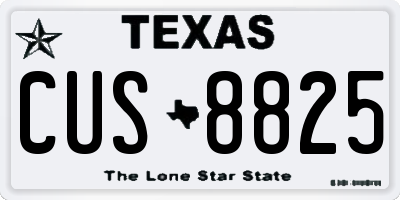 TX license plate CUS8825