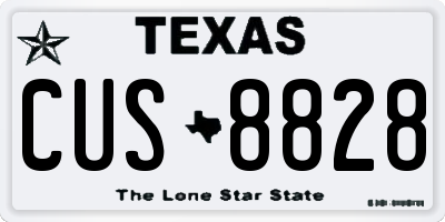 TX license plate CUS8828