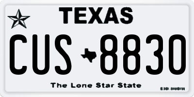 TX license plate CUS8830