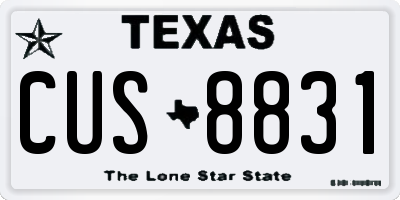 TX license plate CUS8831