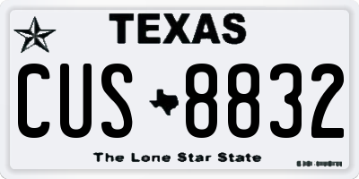 TX license plate CUS8832
