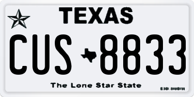 TX license plate CUS8833
