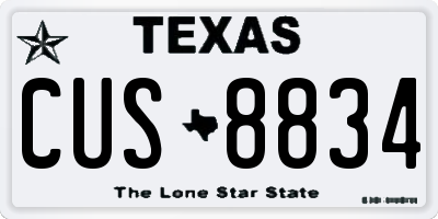 TX license plate CUS8834