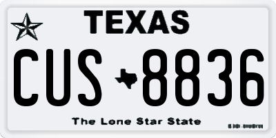 TX license plate CUS8836