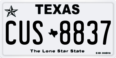 TX license plate CUS8837