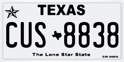 TX license plate CUS8838