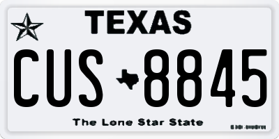 TX license plate CUS8845