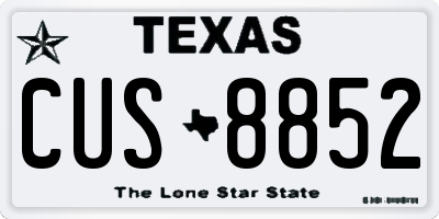 TX license plate CUS8852