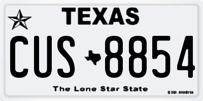 TX license plate CUS8854