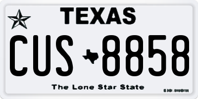 TX license plate CUS8858