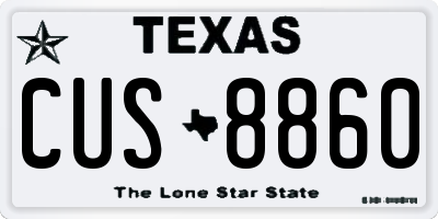 TX license plate CUS8860