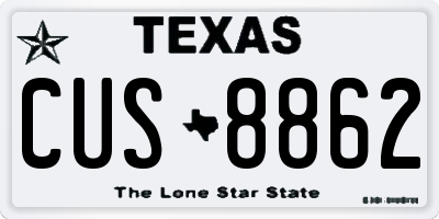 TX license plate CUS8862