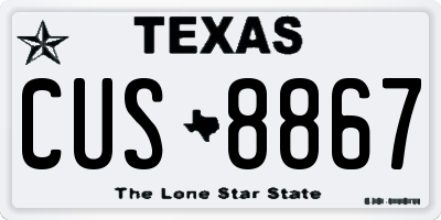 TX license plate CUS8867