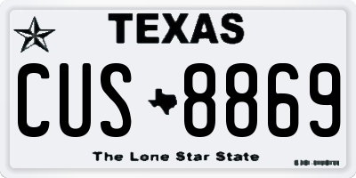 TX license plate CUS8869