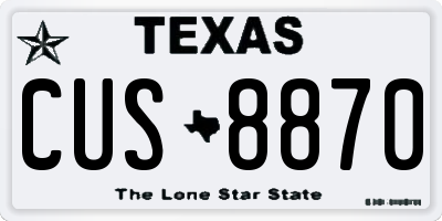 TX license plate CUS8870
