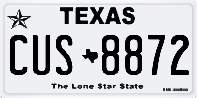 TX license plate CUS8872