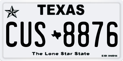 TX license plate CUS8876