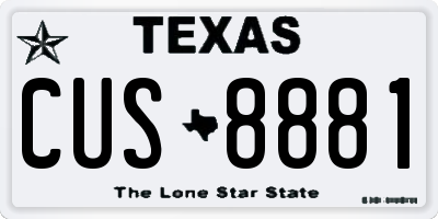 TX license plate CUS8881