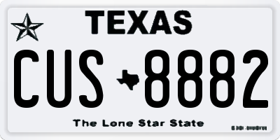 TX license plate CUS8882