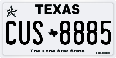 TX license plate CUS8885