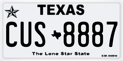 TX license plate CUS8887