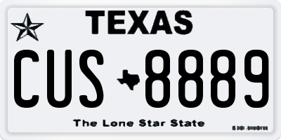 TX license plate CUS8889