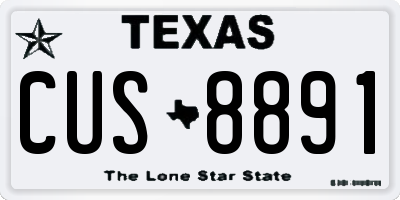 TX license plate CUS8891