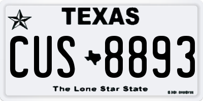 TX license plate CUS8893