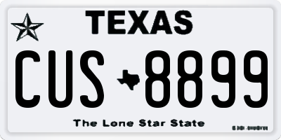 TX license plate CUS8899