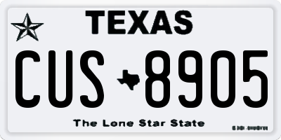 TX license plate CUS8905