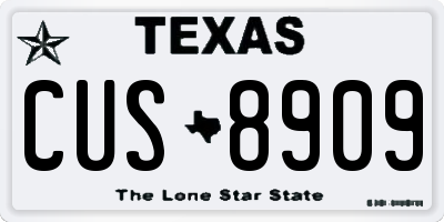 TX license plate CUS8909