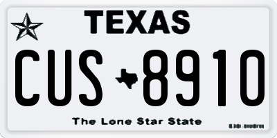 TX license plate CUS8910