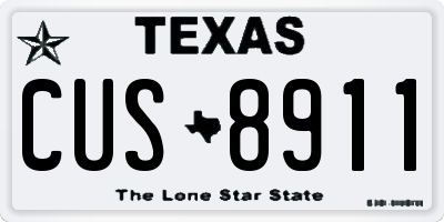 TX license plate CUS8911
