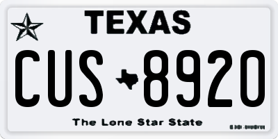 TX license plate CUS8920