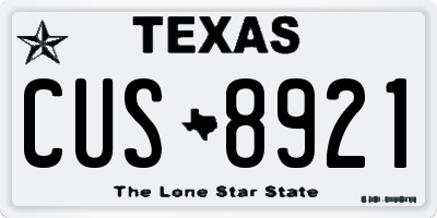 TX license plate CUS8921