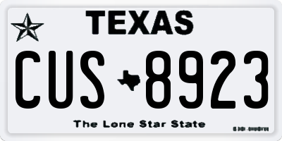 TX license plate CUS8923