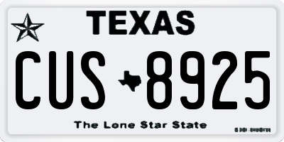 TX license plate CUS8925