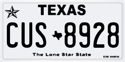 TX license plate CUS8928