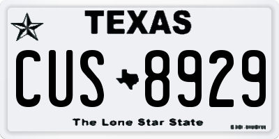 TX license plate CUS8929