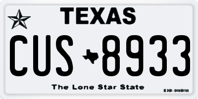 TX license plate CUS8933