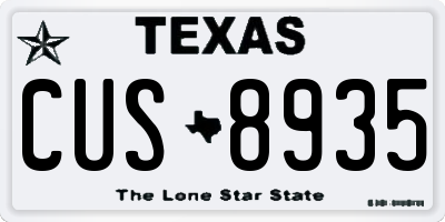 TX license plate CUS8935