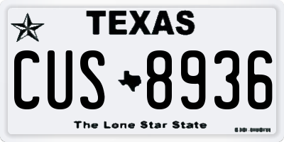 TX license plate CUS8936